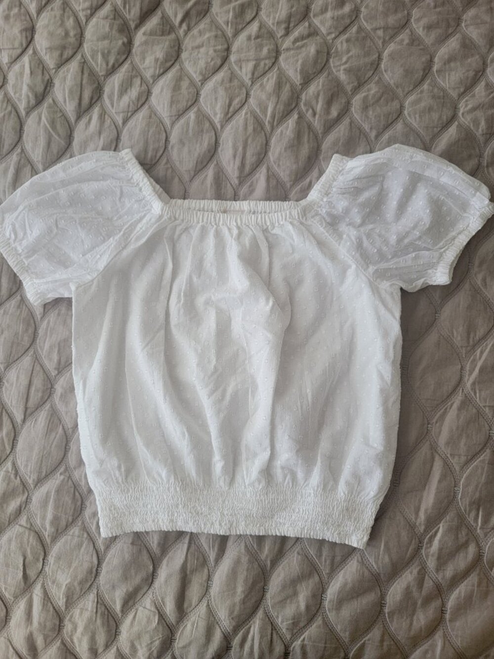 Cat &Jack puff-sleeve top, white, NWOT, L(10-12)